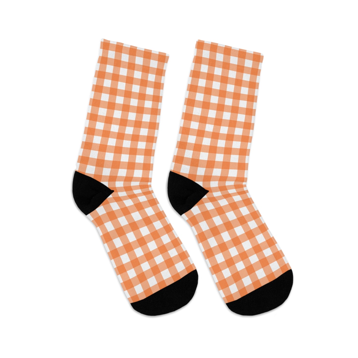 Orange Plaid Crew Socks