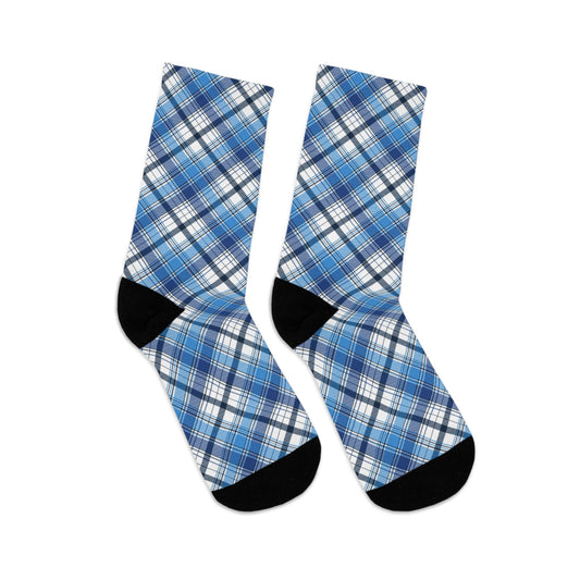 Blue Plaid Crew Socks