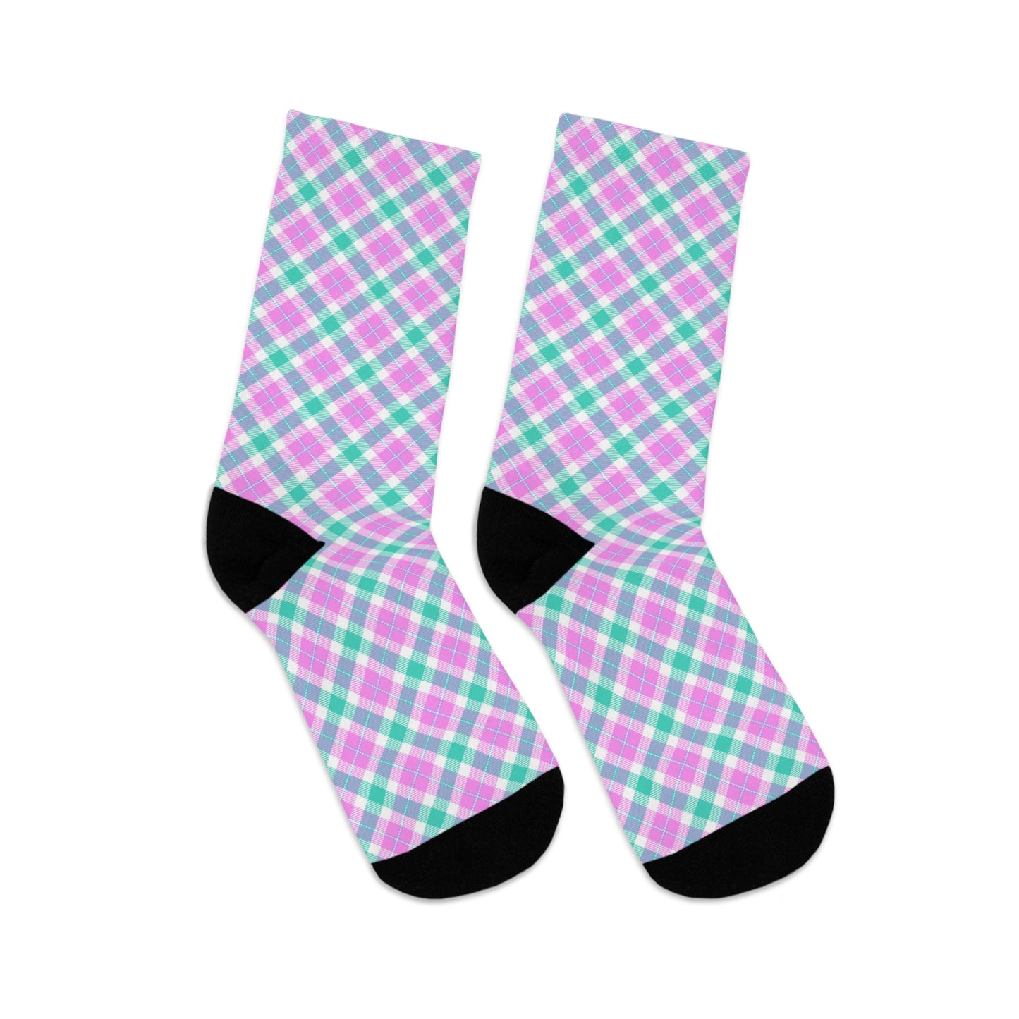 Purple and Green Plaid Crew Socks