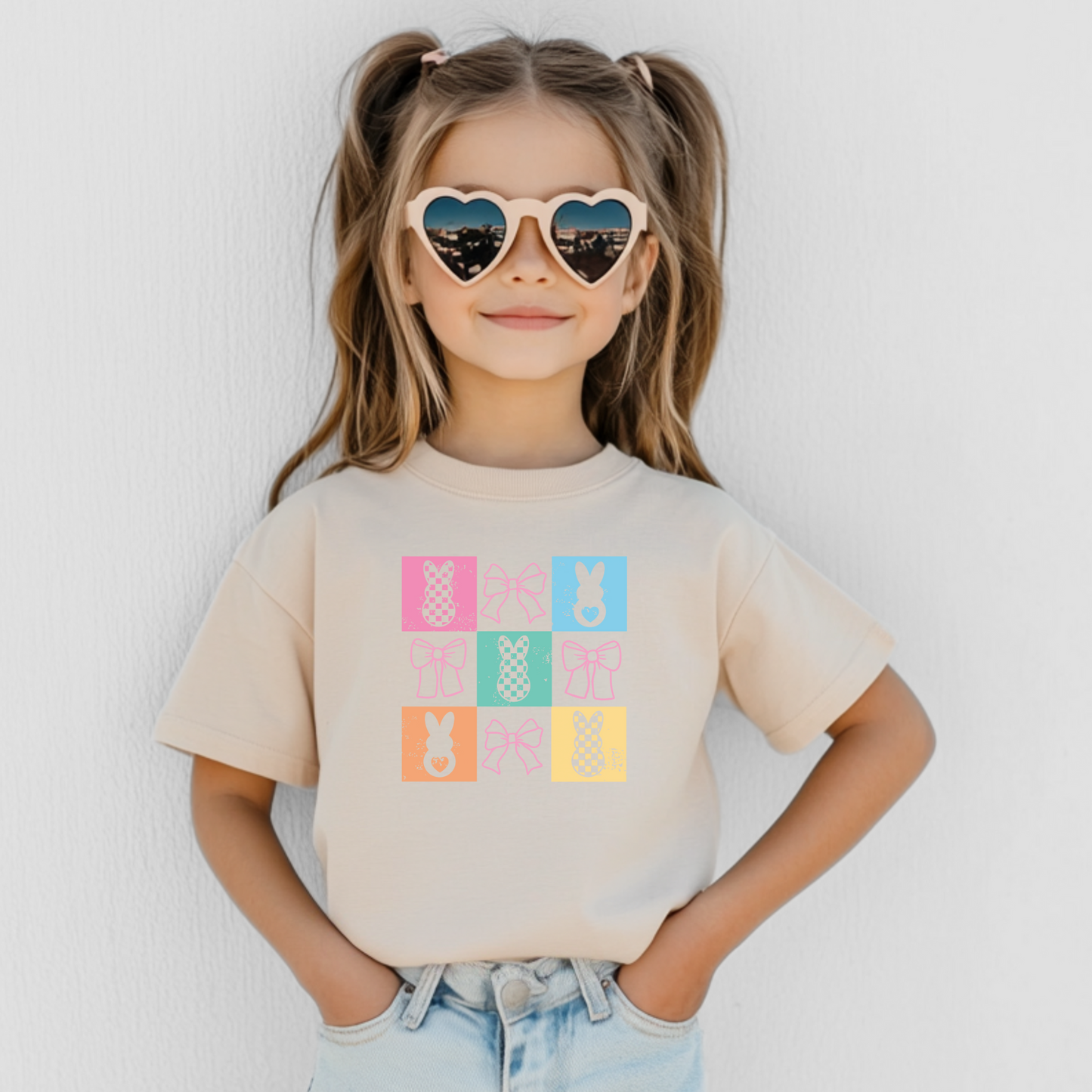 Colorful Easter Bunny & Bow Youth T-Shirt