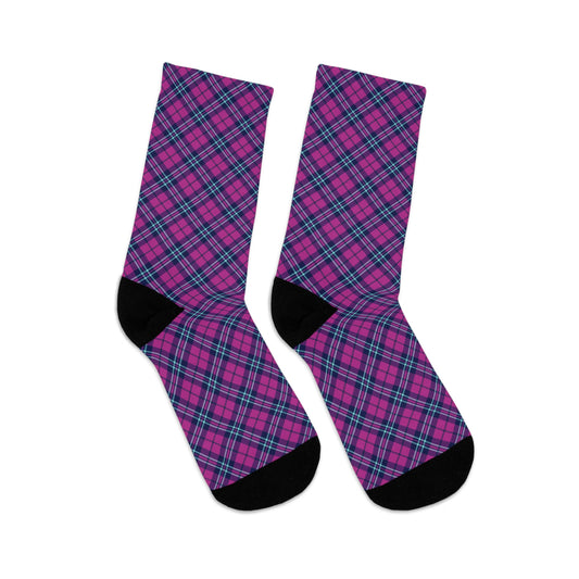 Pink Plaid Crew Socks