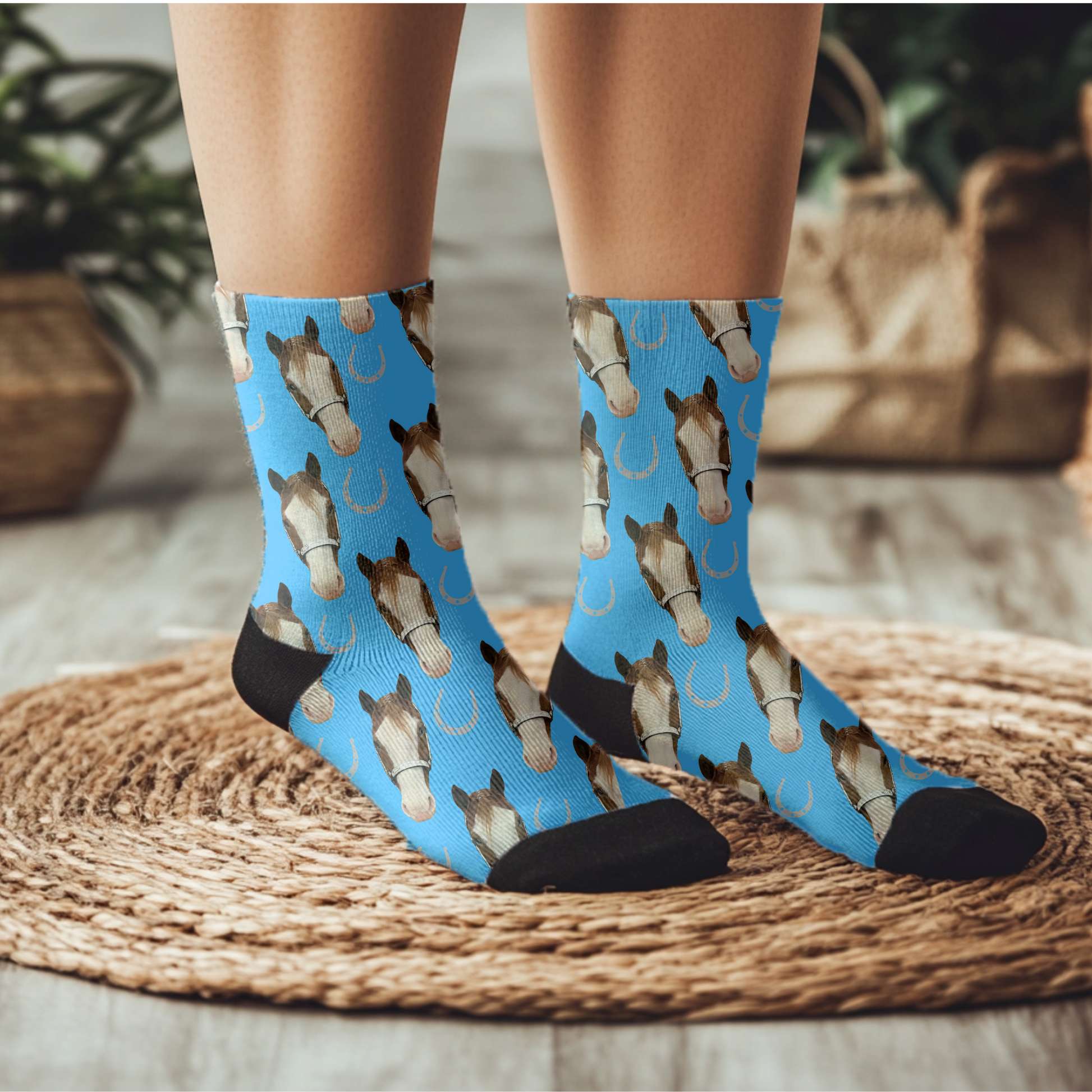 Custom Blue Horse Socks