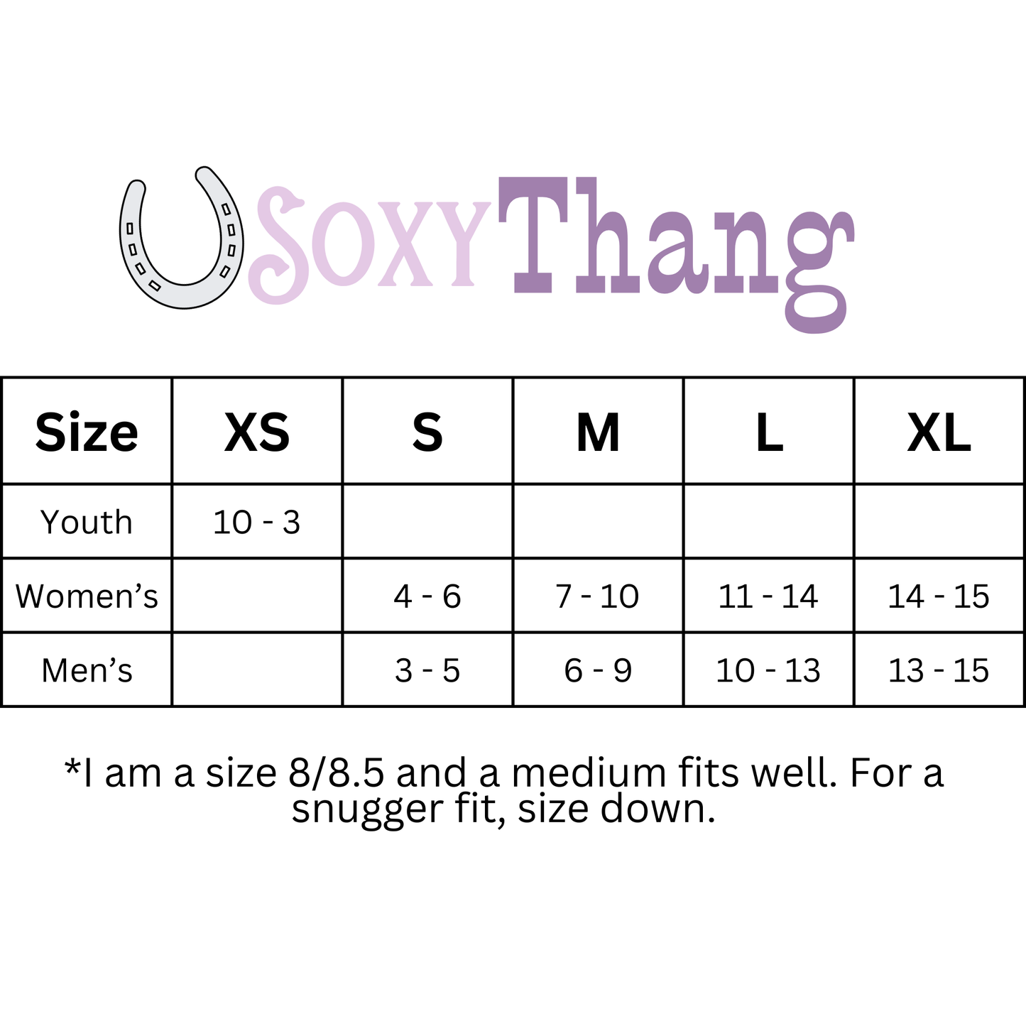 No show socks size chart