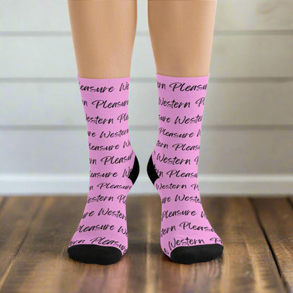 Pink Western Pleasure Crew Socks