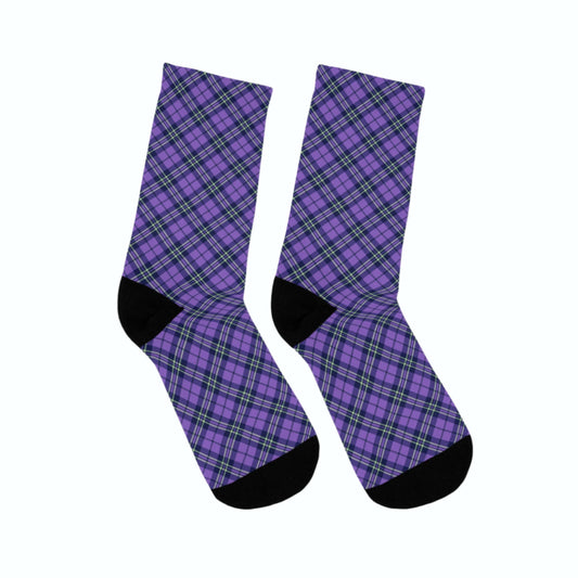 Purple Plaid Crew Socks