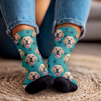 Yellow Lab Face Crew Socks