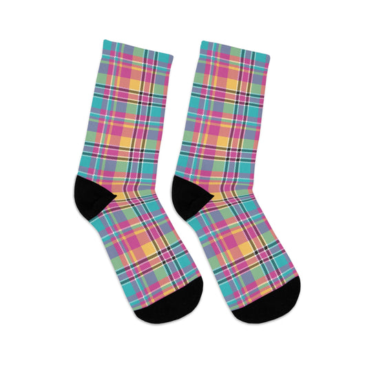 Yellow and Blue Plaid Socks